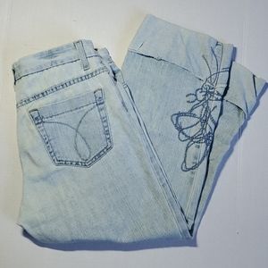 Calvin Klein distressed soft light denim light blue jeans sz 8 mid rise Y2k Cuff